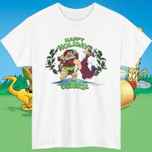 Flintstones Happy Holidays Vintage T Shirt Bedrock Cartoon Graphic Fan Gift